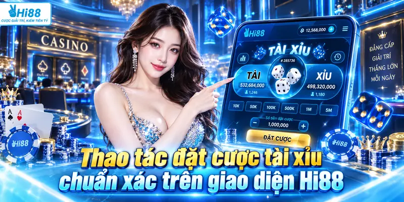 Thao tác đặt cược tài xỉu chuẩn xác trên giao diện Hi88